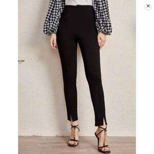 1. STATE Women's Solid Black Trousers Front Split Hem Size 8 Workwear Dress